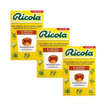 RICOLA CARAMELOS SIN AZÚCAR HIERBAS CON STEVIA Pack 3 x 50 G