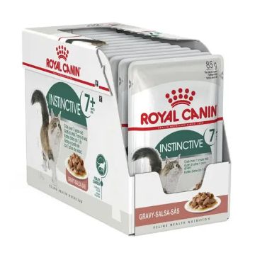 Royal Canin Adult +7 Instinctive Pouch Salsa Caja 12X85Gr, comida húmeda paragatos