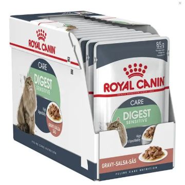 Royal Canin Adult Digest Sensitive Pouch Caja 12X85Gr, comida húmeda para gatos