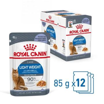 Royal Canin Adult Light Weight Pouch Gelatina Caja 12X85Gr, comida húmeda paragatos