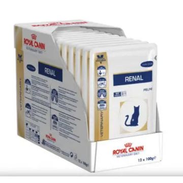Royal Canin Veterinary Renal Pollo Pouch Caja 12X85Gr, comida húmeda para gatos