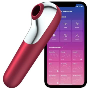 Satisfyer Connect Dual Love Vibrador Y Succionador Con Aire Pulsado Rojo