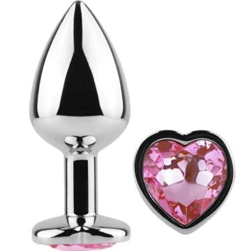 Secret Play Metal Butt Plug Corazón Fucsia Talla S 7 Cm