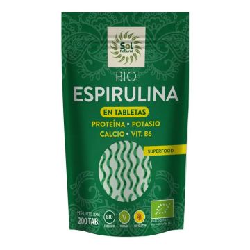 Solnatural Espirulina En Tabletas Bio 200 Tabletas