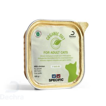 Specific Feline F-Bio-W Organic Chicken Caja, 8X100 gr, comida húmeda para gatos