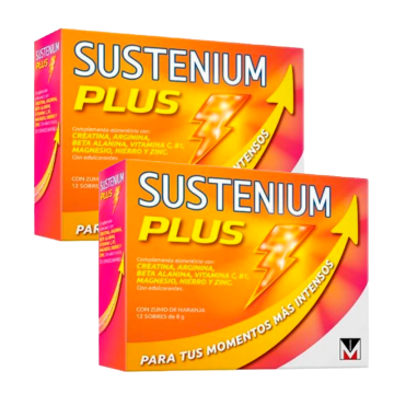 Sustenium Plus Duplo Complemento Alimenticio con Zumo de Naranja 2 x (12 sobresx 8 gr)