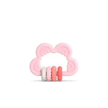 Suavinex Mordedor De Silicona +6 Meses. Mordedor Didáctico. Anillo De DenticiónFlexible Y Ligero. Diseño Nube. Color Rosa