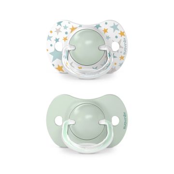 Suavinex Pack Chupetes Azul Con Tetina Fisiológica De Silicona Sx Pro, 6-18Meses, 2 unidades