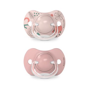 Suavinex Pack Chupetes Rosa Con Tetina Fisiológica De Silicona Sx Pro, 6-18Meses, 2 unidades