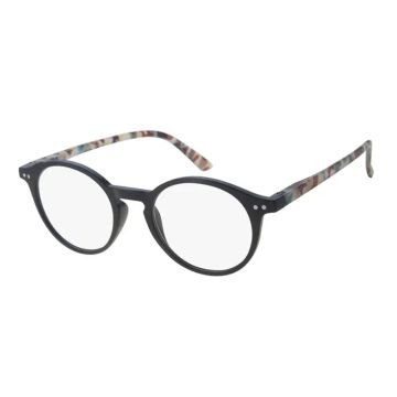 Surgicalmed Euro Optics Gafas De Lectura Para Presbicia Gala (Negro Mate, Blanco/ Marrón En Las Patillas Y Decoración Plateada) (+2.50)
