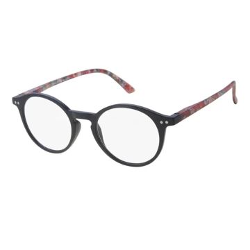 Surgicalmed Euro Optics Gafas De Lectura Para Presbicia Gala (Negro Mate, Rojo /Flor En Las Patillas Y Decoración Plateada) (+3.00)