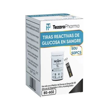 Surgicalmed Tezaro Pharma Tiras Reactivas Para Medir Glucosa En Sangre De TezaroPharma - Envase De 50 Unidades, 50 unidades