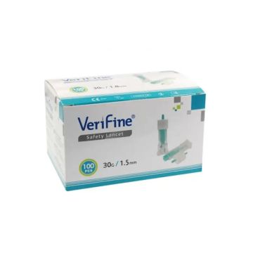 Surgicalmed Verifine Lancetas De Seguridad De Verifine 30G X 1,5 Mm - Caja De100 Unidades, 100 unidades
