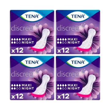Tena Pack Lady Compresa Maxi Night, 4 X 12 Unidades