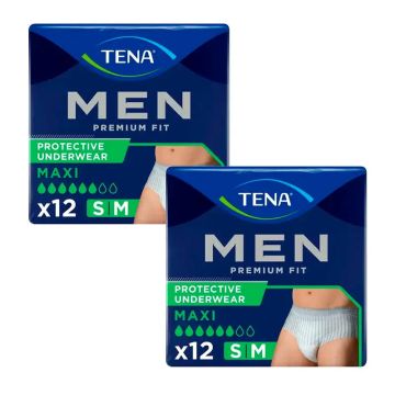 Tena Pack Men Pants Premium Fit Talla S-M, 2 X 12 Unidades