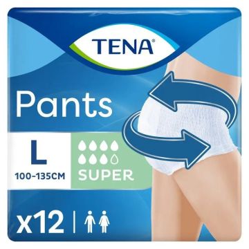 Tena Pants Absorbente Incontinencia Orina Ligera Talla Super Grande, 12 Unidades