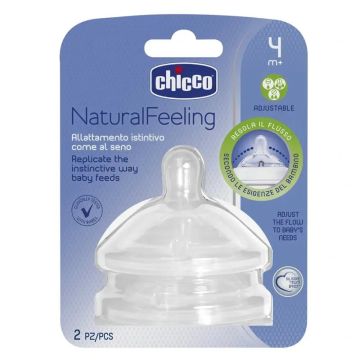 Chicco Pack 2 Tetinas Caucho Feeling Flujo Regulable +4 Meses