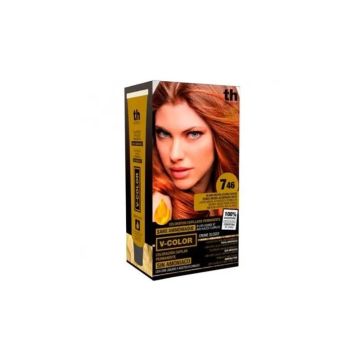 Th Pharma V Color- Kit Tinte Nº 7.46 Sin Amoniaco C/Oro Líquido