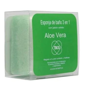 Tikis Tikis Esponja Cuadrada Con Jabon Aloe Vera 100Gr.