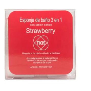 Tikis Tikis Esponja Cuadrada Con Jabon Fresa 100Gr.