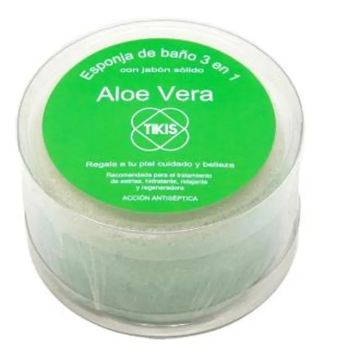 Tikis Tikis Esponja Redonda Con Jabon Aloe Vera 100Gr.
