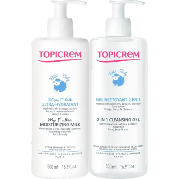 Topicrem Pack Baby Leche Ultra-Hidratante 500 Ml + Gel Limpiador 500 Ml
