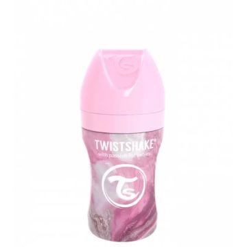 Twistshake Biberón Anticólicos De Acero Rosa , 260 ml