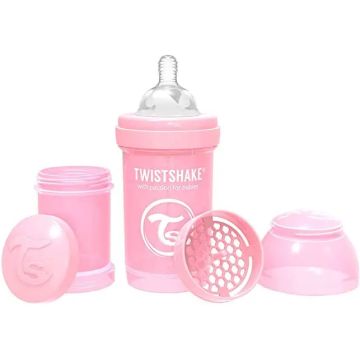 Twistshake Biberón Anticólicos Rosa Pastel, 260 ml