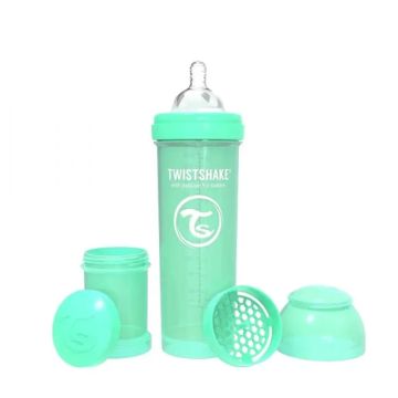 Twistshake Biberón Anticólicos Verde , 330 ml