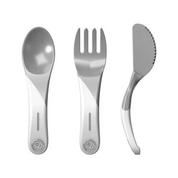 Twistshake Cubiertos De Aprendizaje Gris 6+M