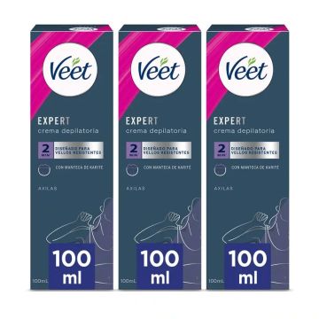Veet Crema Depilatoria Mujer Axilas y Área del Bikini Roll-On, 3x100ml