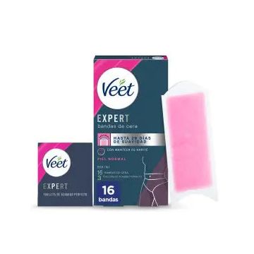 Veet Expert Bandas de Cera Fría Depilatoria para Ingles con Karité, 16 Tiras