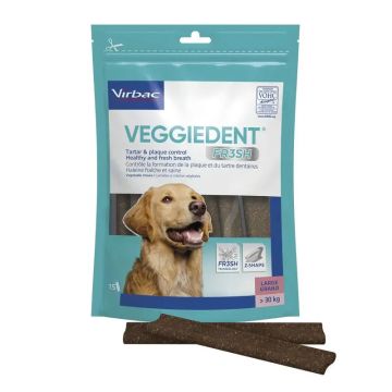 Virbac Veggiedent Fr3sh L, Snacks Dentales Para Perros de Raza Grande
