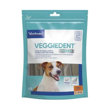 Virbac Veggiedent Fr3sh S, Snacks Dentales Para Perros de Raza Pequeña