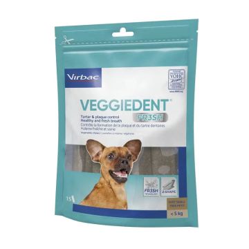 Virbac Veggiedent Fr3sh XS, Snacks Dentales Para Perros De Raza Muy Pequeñas