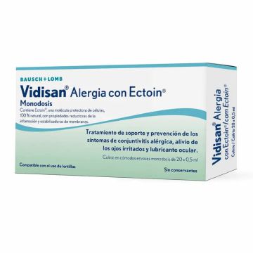 Vidisan Alergia con Ectoin Colirio Ojos Irritados, 20 Monodosis