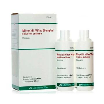 Minoxidil Viñas 50 Mg/ ml Minoxidil Solución Cutánea 2 Frascos de 120 ml