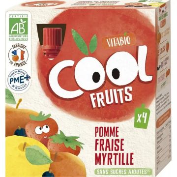 Vitabio Cool Fruits De Manzana, Fresa Y Arándano 90 Gr, 4 unidades
