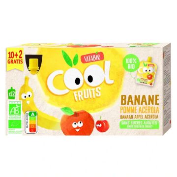 Vitabio Cool Fruits De Manzana Y Plátano 90 Gr, 12 unidades