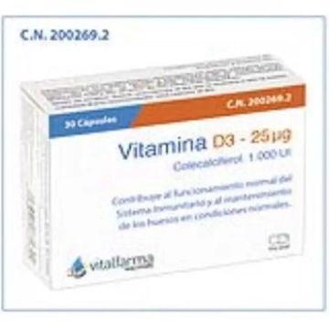 Vitalfarma Vitamina D3 25Mcg. (1000Ui) 30Cap.