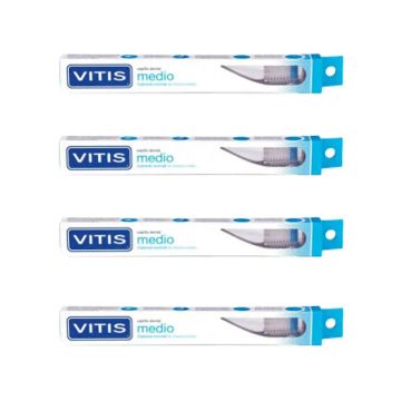 VITIS Pack Cepillo Dental Medio Uso Diario 4 Unidades