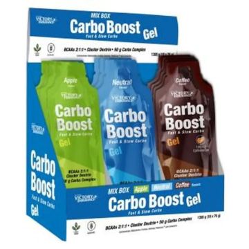 Weider Mix Box Carbo Boost Gel Manzana-Neutro-Cafe 18Uds.
