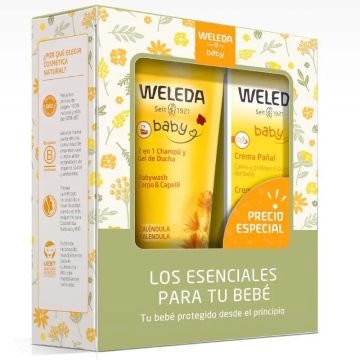 Weleda Set Top Bebé. Los 2 Top Ventas De La Línea Caléndula De Bebé Crema Pañal75Ml + Champú Y Gel De Ducha 200Ml.