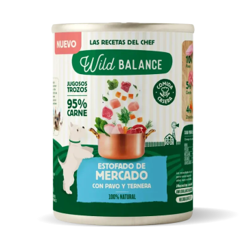 Wild Balance Lata Estofado De Mercado Con Pavo Y Ternera Para Perros, 400 gr