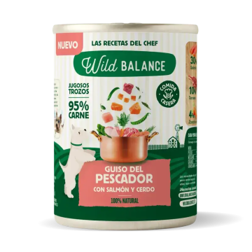 Wild Balance Lata Guiso Del Pescador Con Salmón, Cerdo Y Verduras Para Perros,400 gr