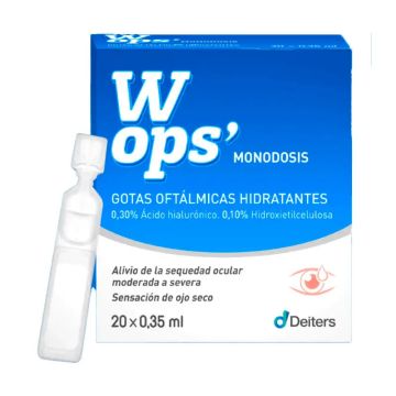 Wops' Caja Gotas Oftalmológicas Hidratantes 0.3%, 0,35 ml x 20 Monodosis