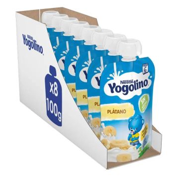 Yogolino Bolsitas De Plátano Sin Azúcar, 100g x 8 unidades
