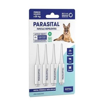 Zotal Parasital 4 Pipetas Repelentes Perros Grandes De Más 25 Kg