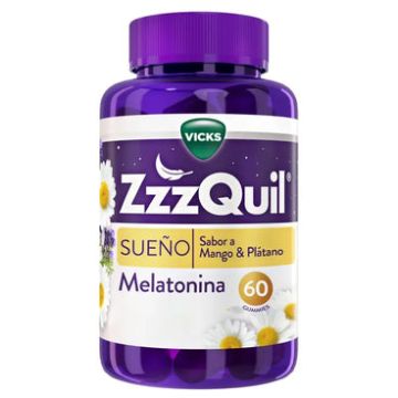 ZzzQuil NATURA gummies Plátano y Mango de Melatonina 1mg y Valeriana, 60 gummies