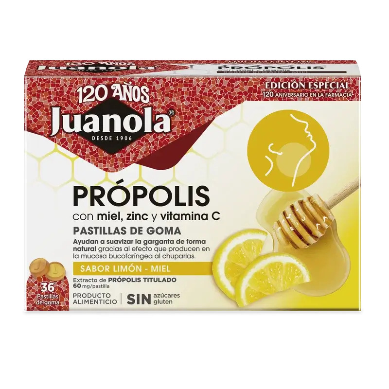 Juanola Propólis Limon Miel 72Gr, 36 unidades